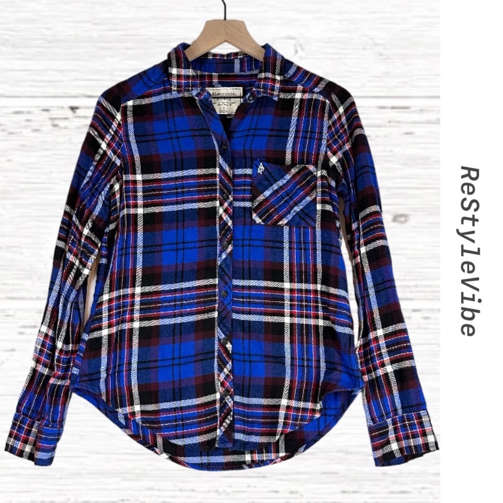 ABERCROMBIE & FITCH Women’s Size S Shirt Top Button Down Plaid Flannel